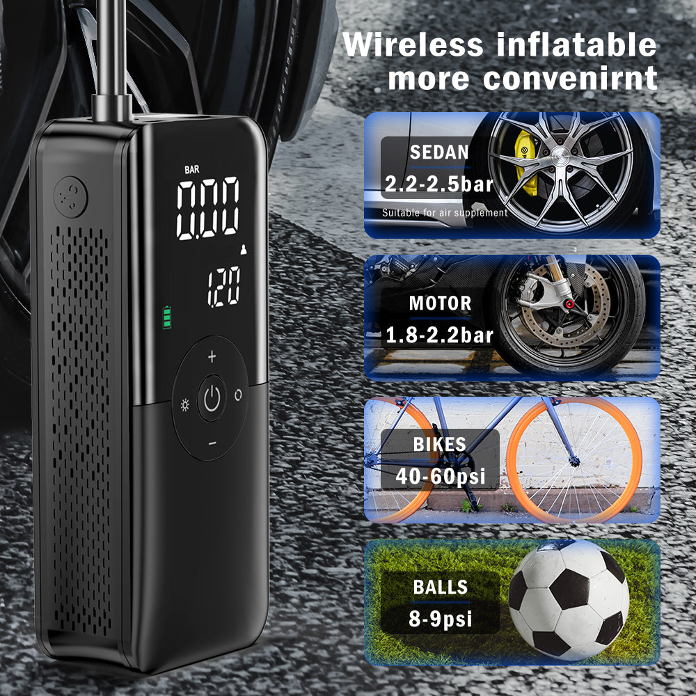 Tire Inflator Portable Electric Air Pump with LCD Display