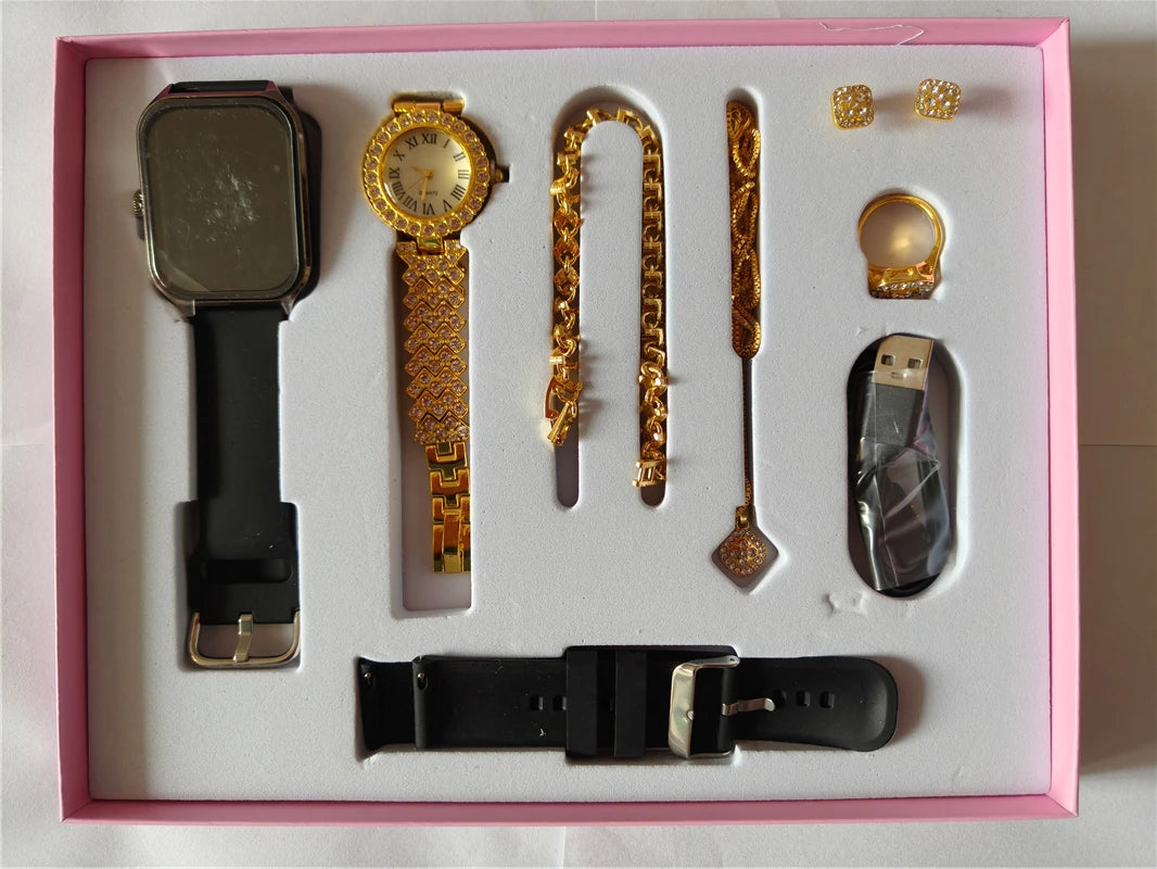 A58 Smart Watch 5-in-1 Combo Set – Fitness Tracker with Multiple Straps & Accessories