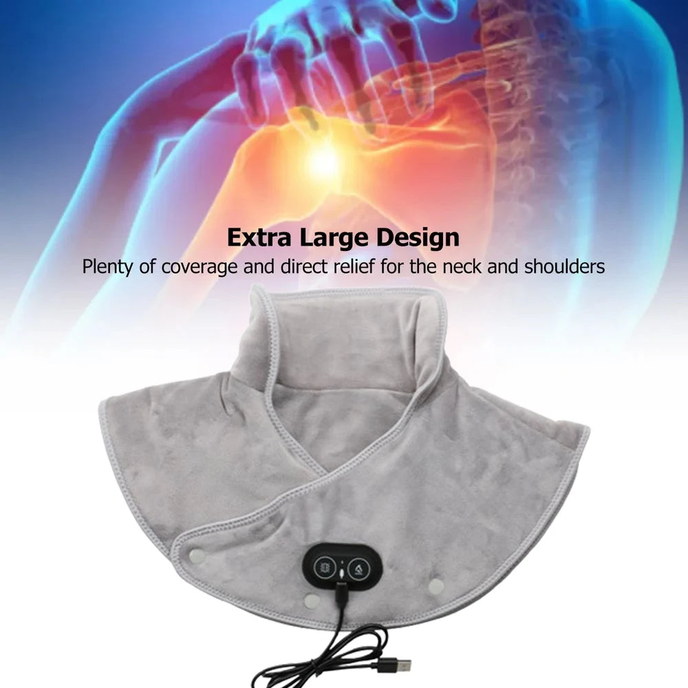 3-in-1 Electric Heated Neck & Shoulder Wrap – Vibration Massager & Thermal Compress for Deep Relaxation & Pain Relief