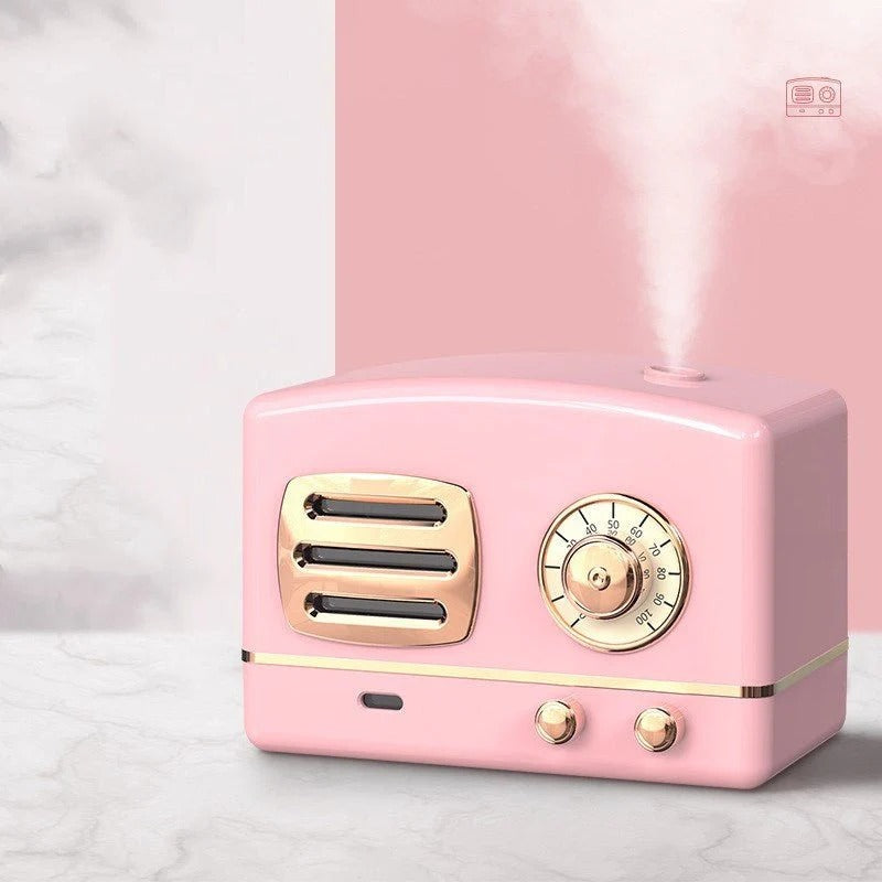 Retro Cool Mist Humidifier – Vintage Design Air Diffuser with Soft LED Light for Home & Office