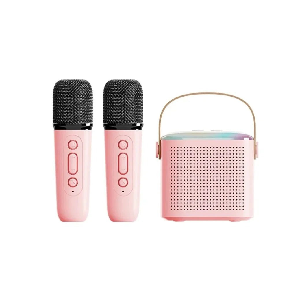 Bluetooth Karaoke Machine with Microphone – Portable Speaker with 2 Wireless Mics, RGB Lights, and Home Family Singing Entertainment