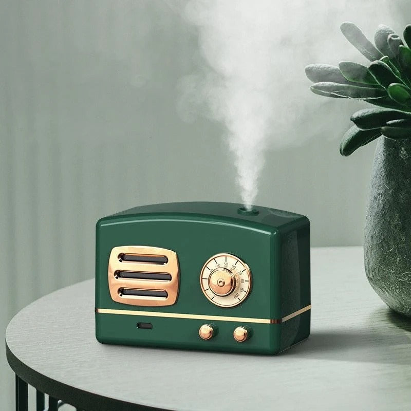Retro Cool Mist Humidifier – Vintage Design Air Diffuser with Soft LED Light for Home & Office