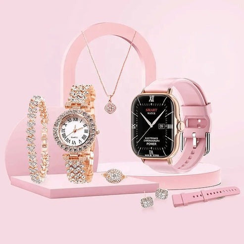 A58 Smart Watch 5-in-1 Combo Set – Fitness Tracker with Multiple Straps & Accessories